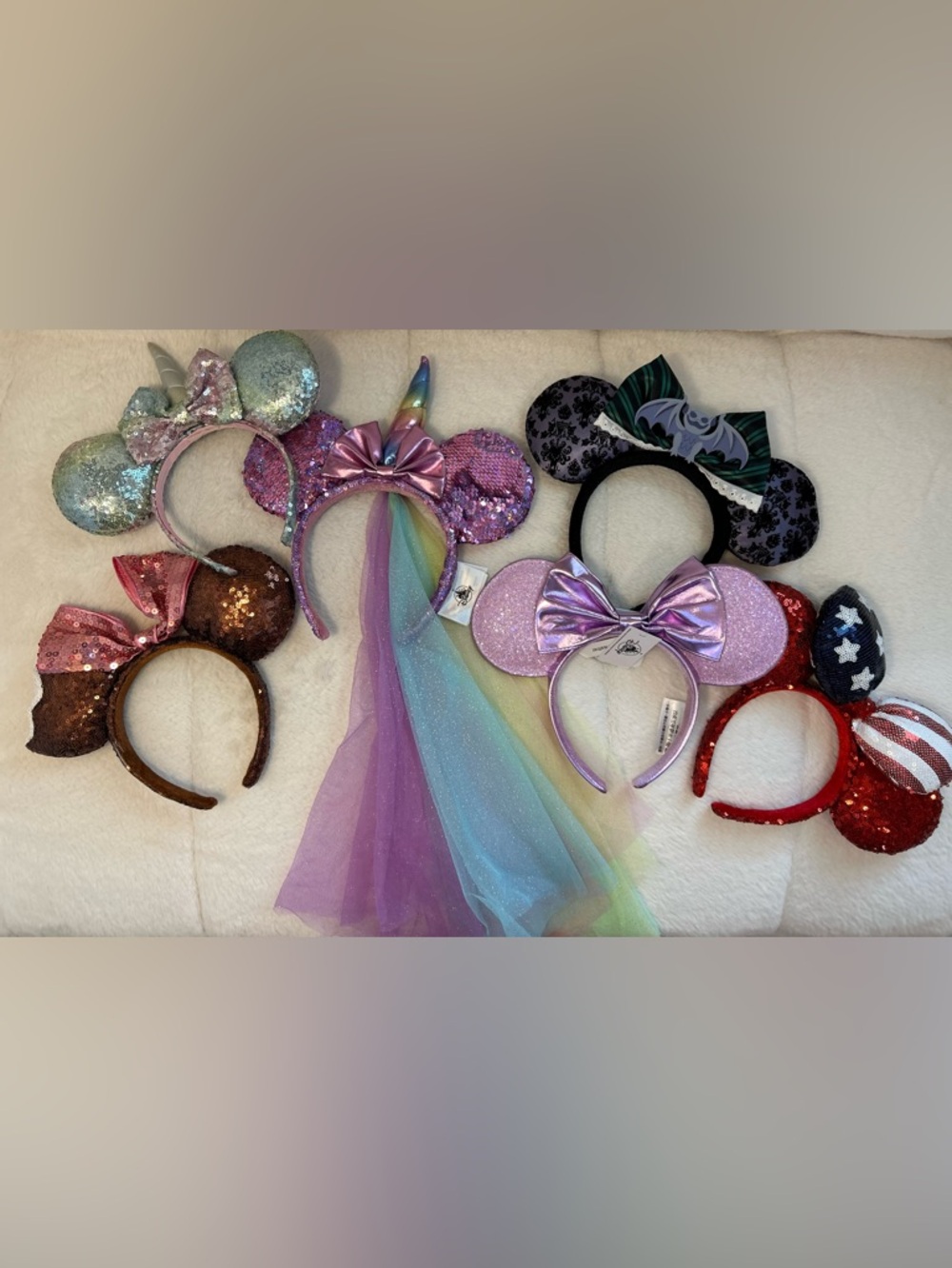Lot of 6 Authentic Disney Parks Ears Like new or NWT Haunted Mansion, Lilac - Picture 2 of 7